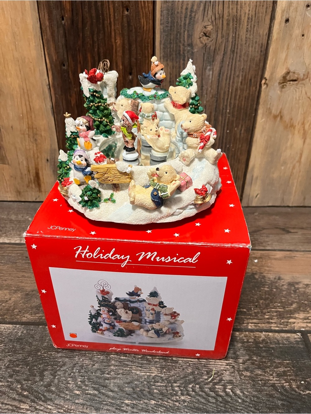 Holiday Musical Winter Wonderland Figurine - Red Accents
